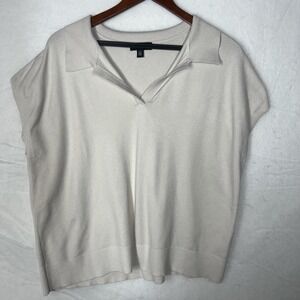 DKNY Polo Sweater Sleeveless V Neck Size XL Tan Beige Modern Fit Business Casuea